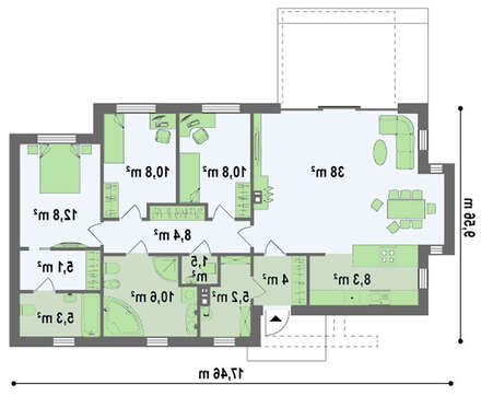Практичный одноэтажный дом в стиле хай-тек