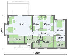 Практичный одноэтажный дом в стиле хай-тек