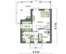 Проект коттеджа с внешним камином