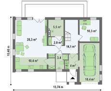 Проект современного дома с мансардой и гаражом
