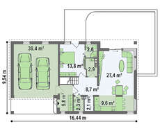 Проект просторного коттеджа с мансардой и гаражом