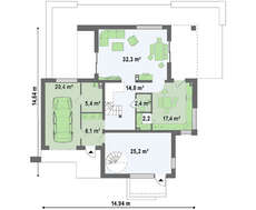 Проект современного дома с дополнительным помещением