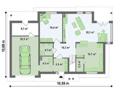 Проект двухэтажного классического коттеджа с гаражом