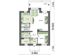 Проект мансардного коттеджа с кухней на южной стороне