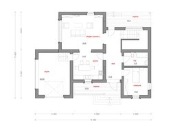 Проект коттеджа с гаражом и дополнительной комнатой на первом этаже