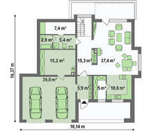 Проект большого двухэтажного дома со встроенной сауной