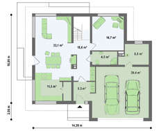 Проект коттеджа с террасой над гаражом