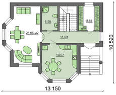 Красивый яркий загородный коттедж с подвальным этажом