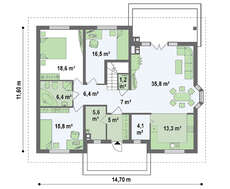Проект большого, просторного классического дома с мансардой