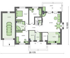 Проект большого загородного дома с гаражом и мансардой