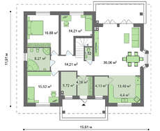 Проект классического коттеджа с красивыми окнами и мансардным этажом