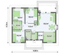 Проект популярного одноэтажного дома 4M011 в каркасном исполнении