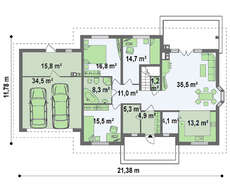 Проект традиционного большого коттеджа с мансардой