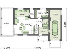 Проект стильного 2х этажного дома с гаражом и террасой на втором этаже