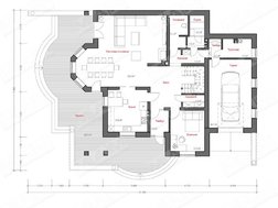 Оригинальный дом с мансардой и красивой террасой