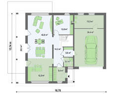 Проект двухэтажного современного дома с террасой и гаражом