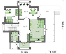 Светлый двухэтажный дом с необычной кровлей