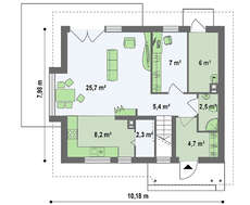 Проект компактного дачного коттеджа для небольшого участка