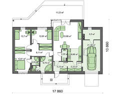 Одноэтажный дом с современными элементами на фасаде