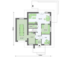 Версия дома с мансардой 4M116 с пристроенным гаражом