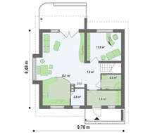 Проект небольшого коттеджа с кабинетом на первом этаже