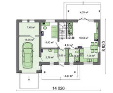 Проект дома с мансардой по типу 4M188 с гаражом на одну машину