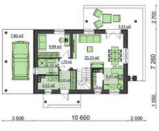 Проект небольшого аккуратного загородного дома с мансардой