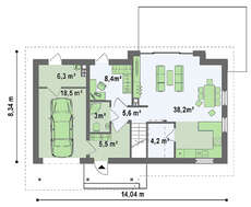 Дом с мансардой по типу 4M220 с увеличенной площадью