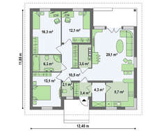 Комфортный одноэтажный дом по типу 4M250 с кирпичным фасадом