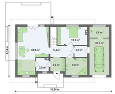 Проект дома с мансардой с комбинированным фасадом