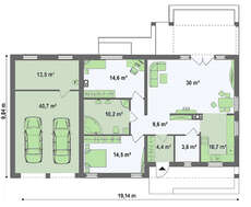 Современный загородный дом с гаражом на две машины по типу 4M272