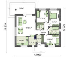Одноэтажный дом по типу 4M314 с увеличенной гостиной