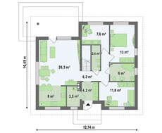 Проект коттеджа по типу 4M314 с жилой мансардой