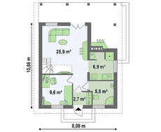Уютный дом с мансардой и камином на террасе