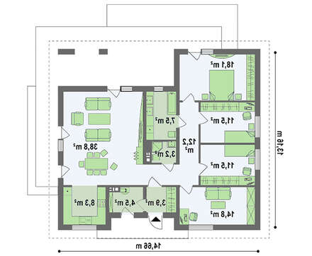 Классический одноэтажник с просторной террасой