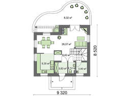 Проект коттеджа с камином на террасе