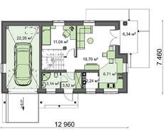 Вариант популярного летнего домика 4M480 с пристроенным гаражом
