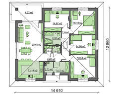 Бюджетный одноэтажник по типу 4M470 без гаража