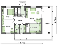 Проект дома с мансардой по типу 4M508 с измененной планировкой