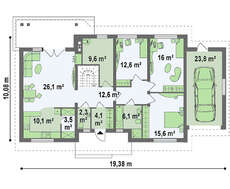Проект дома с просторной мансардой и гаражом