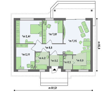 Проект коттеджа с двускатной крышей Проект коттеджа с двускатной крышей