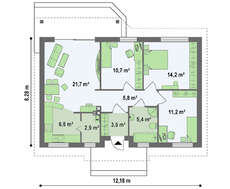 Проект коттеджа с двускатной крышей