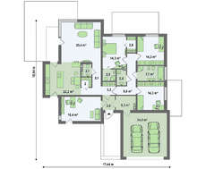 Проект одноэтажного современного дома с фронтальным гаражом