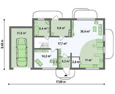 Проект двухэтажного дома по типу 4M600 с гаражом