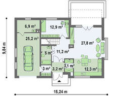 Необычный современный дом с мансардой