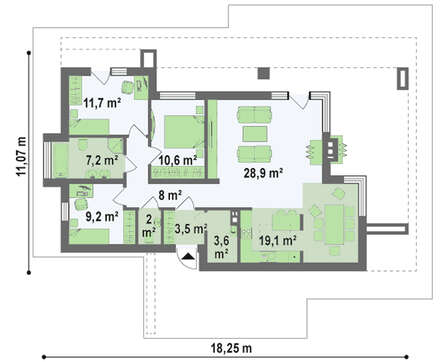 Шикарный современный одноэтажный дом