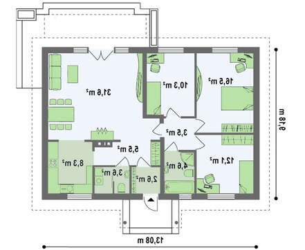 Проект классического коттеджа размерами 10 на 10 метров