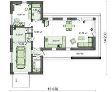 Современный особняк T - образной формы