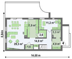 2-х этажный дом для узкого участка по типу 4M692 без гаража