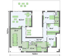 Шикарный одноэтажный дом с внутренним двориком